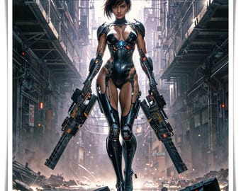Cyberpunk 3D Futuristic Warrior Digital Download | Sci-Fi AI Art | Printable Wall Art | Series 1 CP13