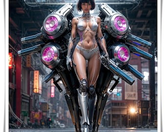 Cyberpunk 3D Futuristic Warrior Digital Download | Sci-Fi AI Art | Printable Wall Art | Series 1 CP20