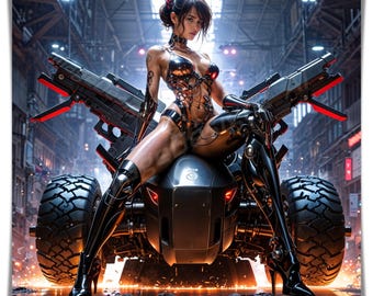 Cyberpunk 3D Futuristic Warrior Digital Download | Sci-Fi AI Art | Printable Wall Art | Series 1 CP2
