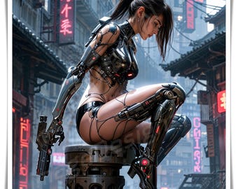 Cyberpunk 3D Futuristic Warrior Digital Download | Sci-Fi AI Art | Printable Wall Art | Series 1 CP9