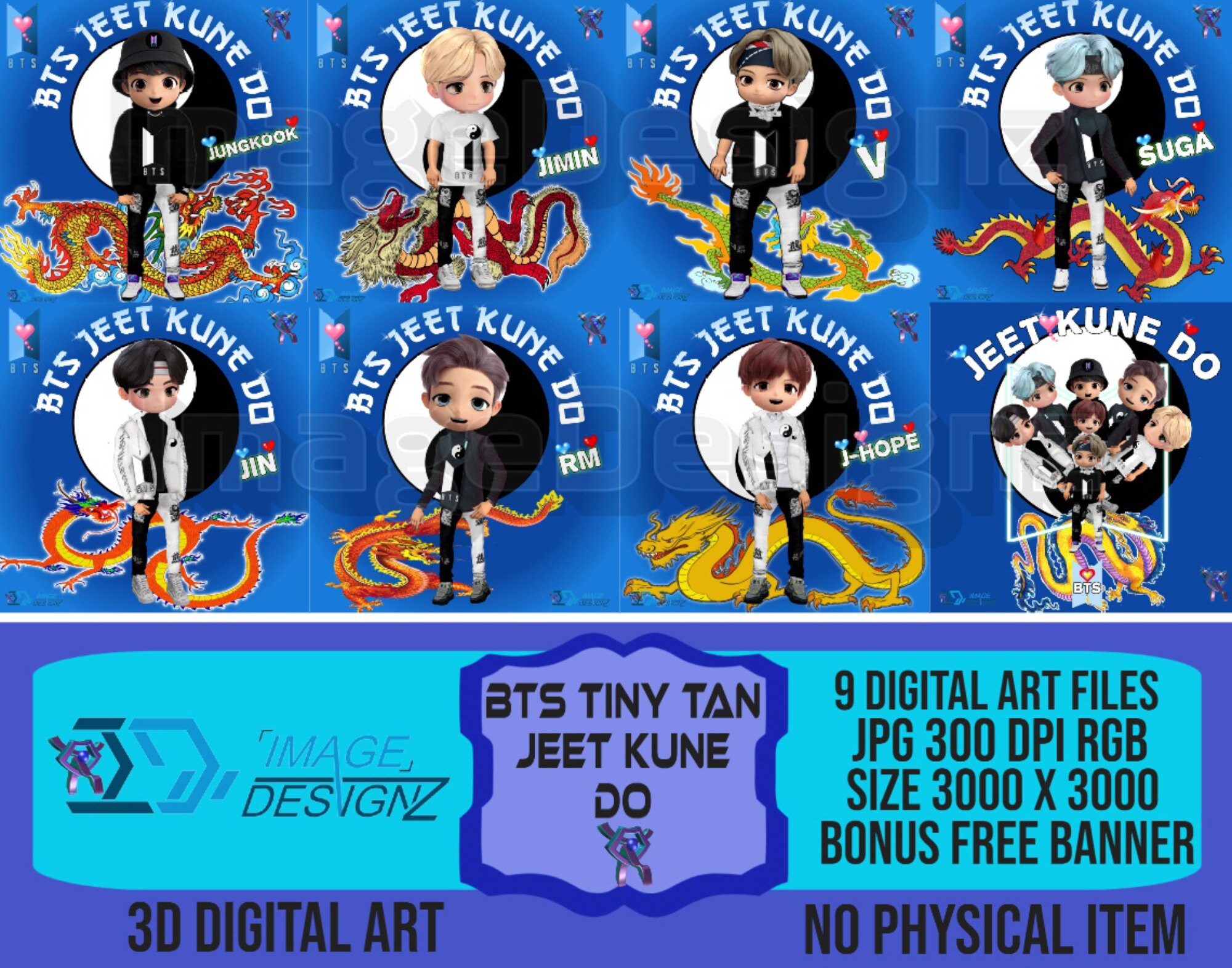BTS Tinytan 3D Kpop Digital Download Digital Art Bundle Printable Cute