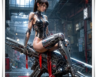 Cyberpunk 3D Futuristic Warrior Digital Download | Sci-Fi AI Art | Printable Wall Art | Series 1 CP14