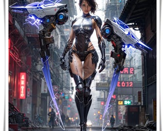 Cyberpunk 3D Futuristic Warrior Digital Download | Sci-Fi AI Art | Printable Wall Art | Series 1 CP15