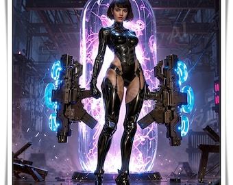 Cyberpunk 3D Futuristic Warrior Digital Download | Sci-Fi AI Art | Printable Wall Art | Series 1 CP10