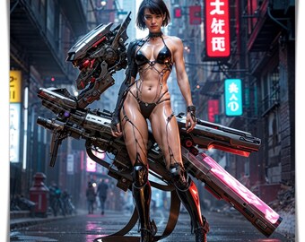 Cyberpunk 3D Futuristic Warrior Digital Download | Sci-Fi AI Art | Printable Wall Art | Series 1 CP1