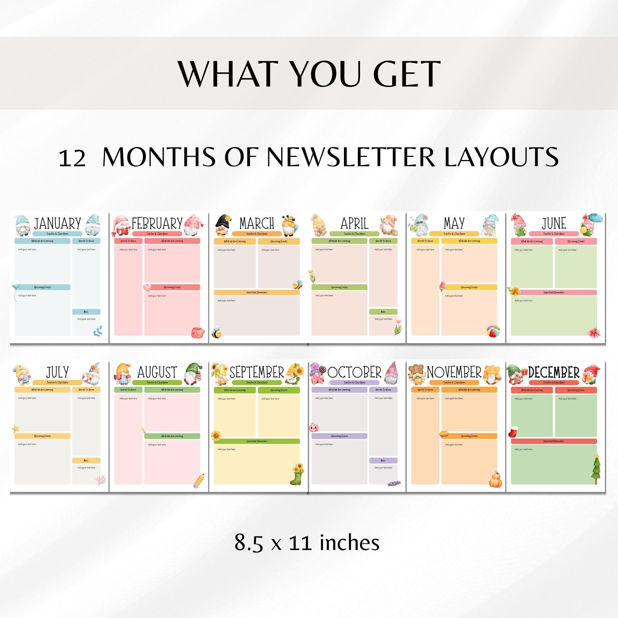 Teacher Newsletter Templates Bundle | Monthly Classroom Newsletter | 12 ...