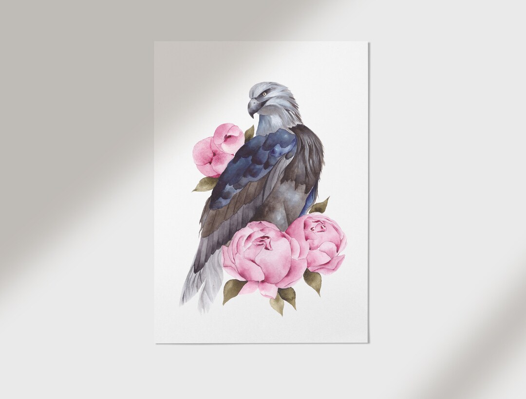 Eagle With Wild Roses Digital Printing Wall Design - Etsy