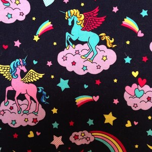 Unicorn Pinafore, AU size 2, gorgeous unicorn/Pegasus fabric in midnight blue. image 3