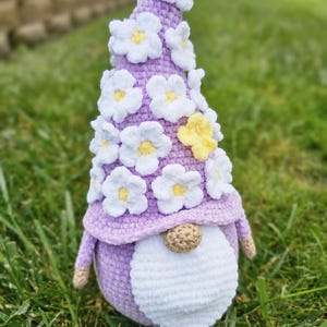 Handmade Crochet Flower Gnome Spring Garden Decor Plush Gnome Doll Crochet gifts
