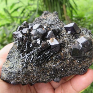 Melanite Andradite Garnet Crystals with Epidote In Host. 308.96 Crt. Natural Garnet Crystals.