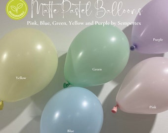 Matte Pastel Balloons: Pink, Blue, Green, Yellow, Purple - Sempertex