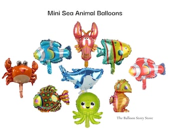 Mini Sea Animal Foil Balloons: Crab, Lobster, Shark