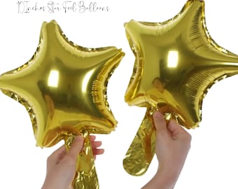 10" Star Foil Balloons, Party Decor - 5 pc Set