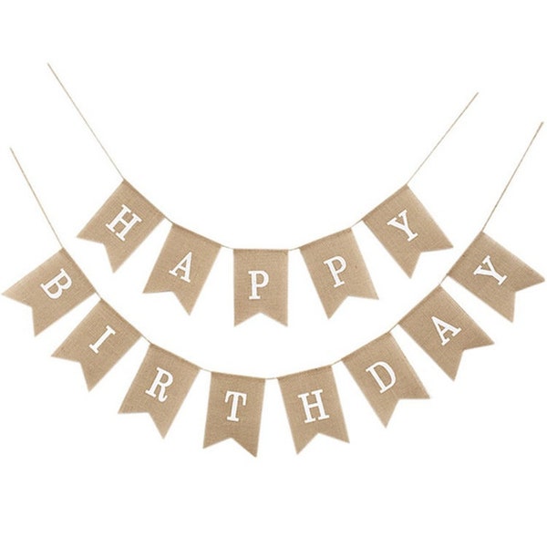 Happy Birthday Banner Burlap Birthday Banner Pennant Sign and Banner Birthday Girl Sash Birthday Decorations Boho Birthday Boho Banner