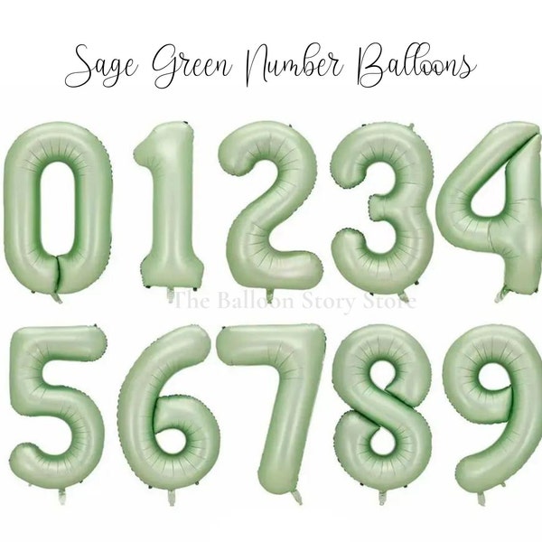 40" Sage Green Number Balloons Avocado Green Number Balloons Giant Number Balloons New Colour Number Balloons