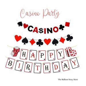 Casino Party Banner Birthday Banner Casino Theme Playing Cards Banners