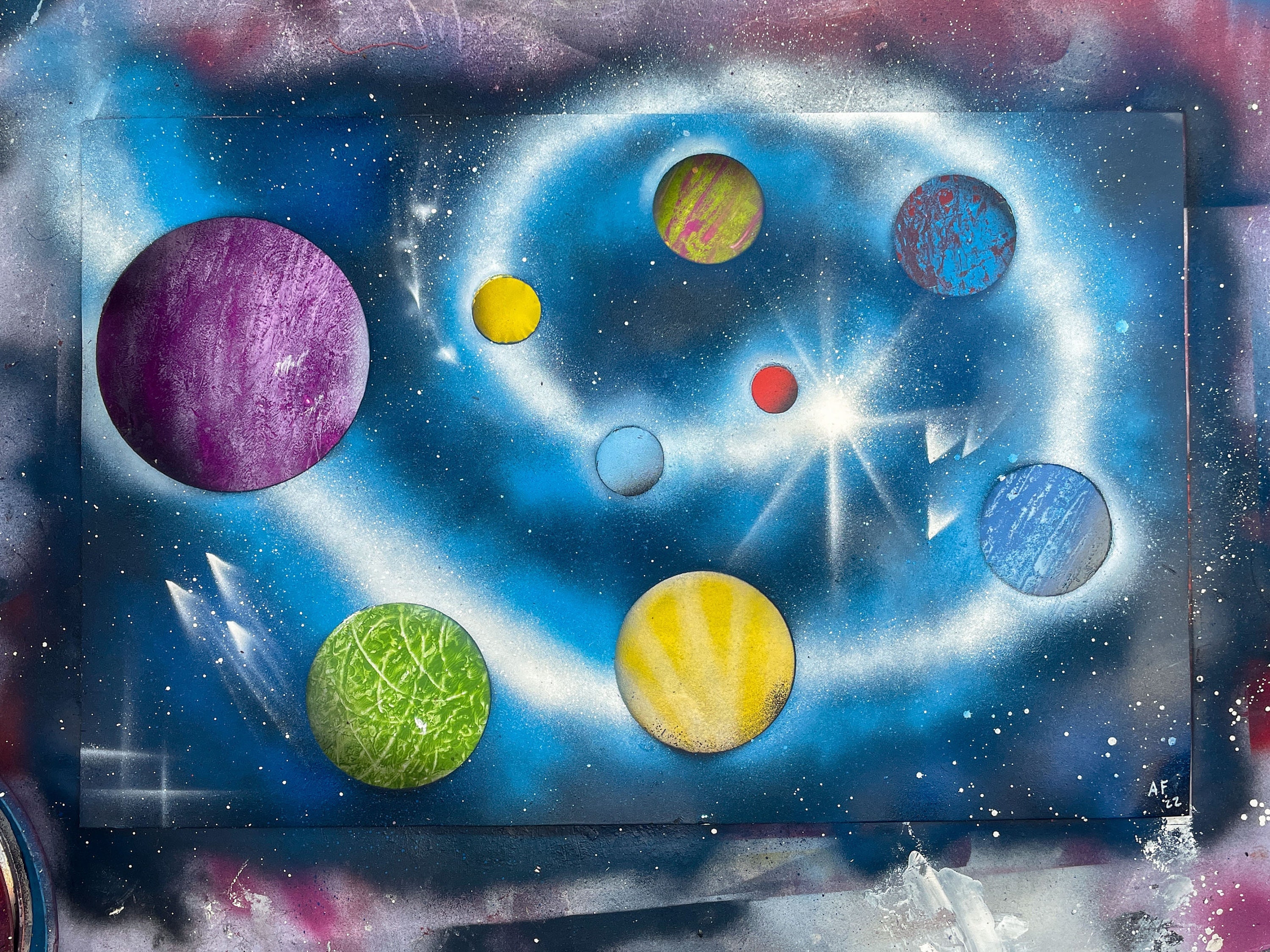 Spiraling Galaxy spray Paint Art Etsy