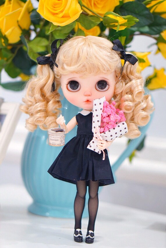 9-10/" Adorable Long Wave Doll Wig Synthetic Mohair Wigs for Blythe Dolls 3 color
