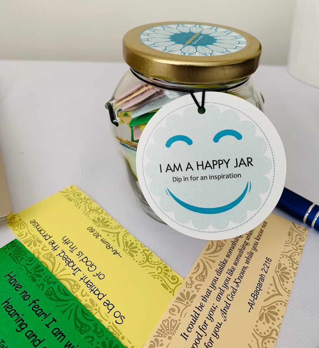 Quran Inspiration and Motivation Jar, Prayer Cards, Soul Lifting Notes From the Quran, Gift Box