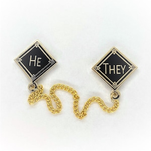 He/They | These are my Pronouns | Professional Pronoun Chain Pin Set