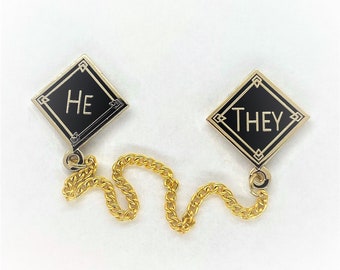 He/They | These are my Pronouns | Professional Pronoun Chain Pin Set