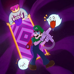 Luigi&#39;s Mansion | Look out behind you! | 11x14 Print