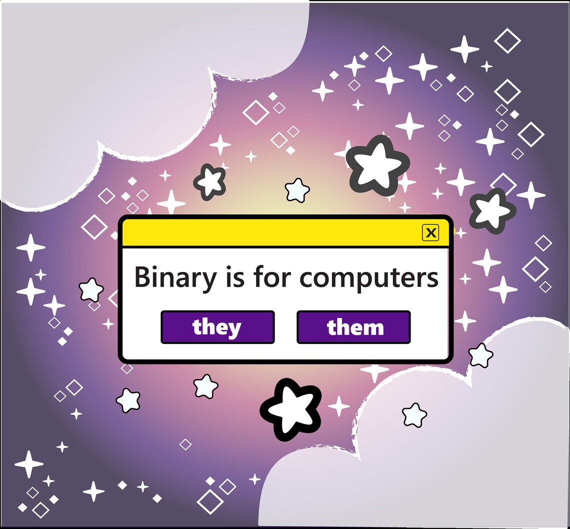 Binary is for Computers Nonbinary Pride Enamel Pin Etsy