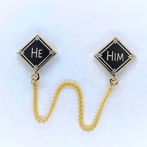 He/Him | These are my Pronouns | Professional Pronoun Chain Pin Set