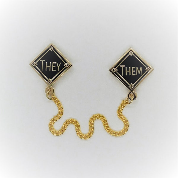 They/Them | These are my Pronouns | Professional Pronoun Chain Pin Set | Silver or Gold