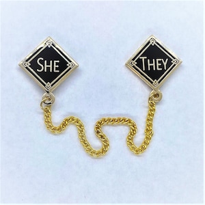 She/They | These are my Pronouns | Professional Pronoun Chain Pin Set