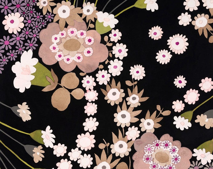 A Ghastlie Gerber BLACK by Phillip De Leon for Alexander Henry Fabrics