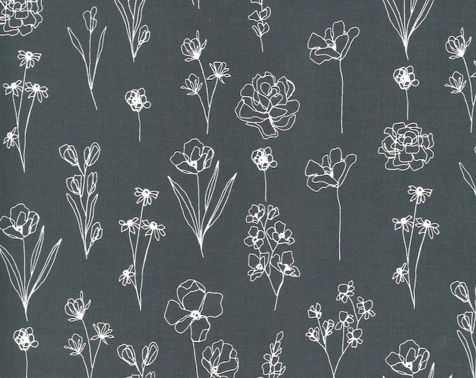 Graphite Illustrations stemmed flowers  by Alli K Design  for MODA