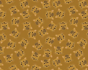 Main Butterscotch Sparkle Leopard Head from Spotted  by Kate Blocher for Riley Blake Designs