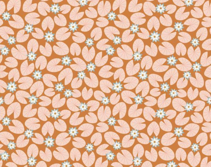Little Swan Water Lilies Golden Brown from Little Swan by Little Forest Atelier for Riley Blake Designs