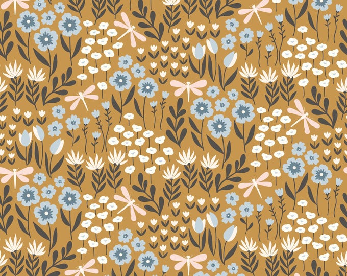 Lakeside Floral Curry from Little Swan by  Little Forest Atelier for Riley Blake Designs