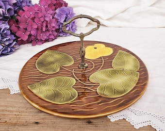 Sarreguemines | Plato de servir vintage, mayólica, vajilla