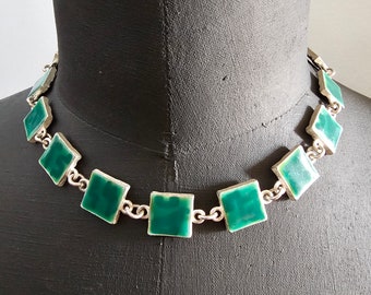 BICHE DE BERE | Collier vintage argent et vert