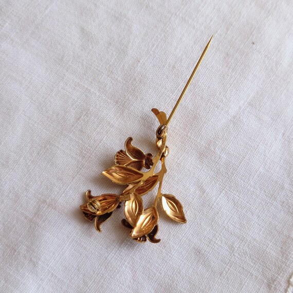 Broche Ancienne Bouquet De Fleurs Argent Et Pierres Blanches