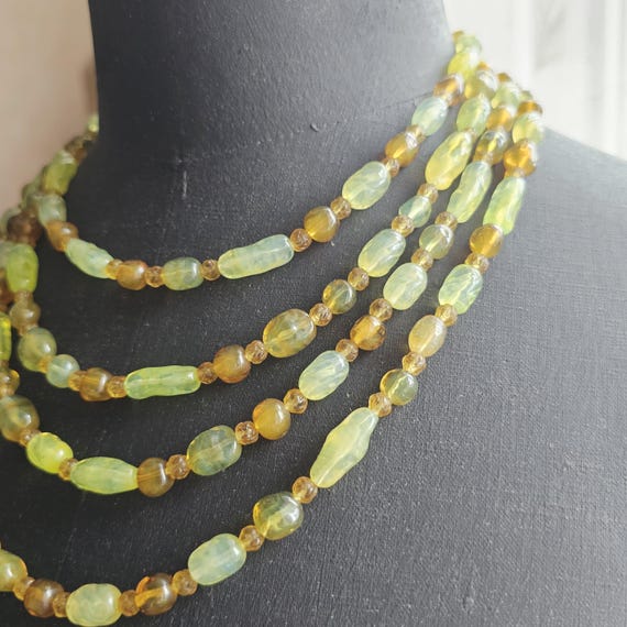 Antique multi-strand necklace in uranium glass be… - image 6