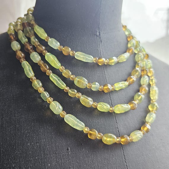 Antique multi-strand necklace in uranium glass be… - image 10