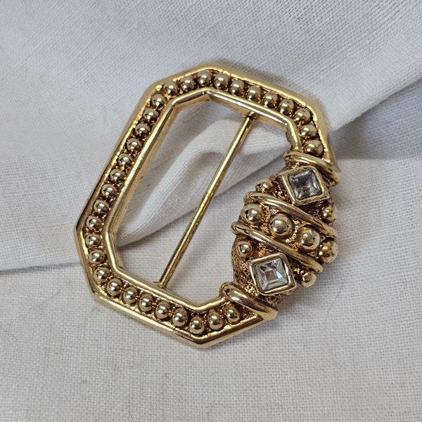 LERITZ | Vintage gold and rhinestone scarf ring