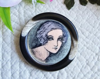 Broche Vintage Ruban Volutes (années 40/50) – Plaqué Or Laminé, Origine France, Occasion