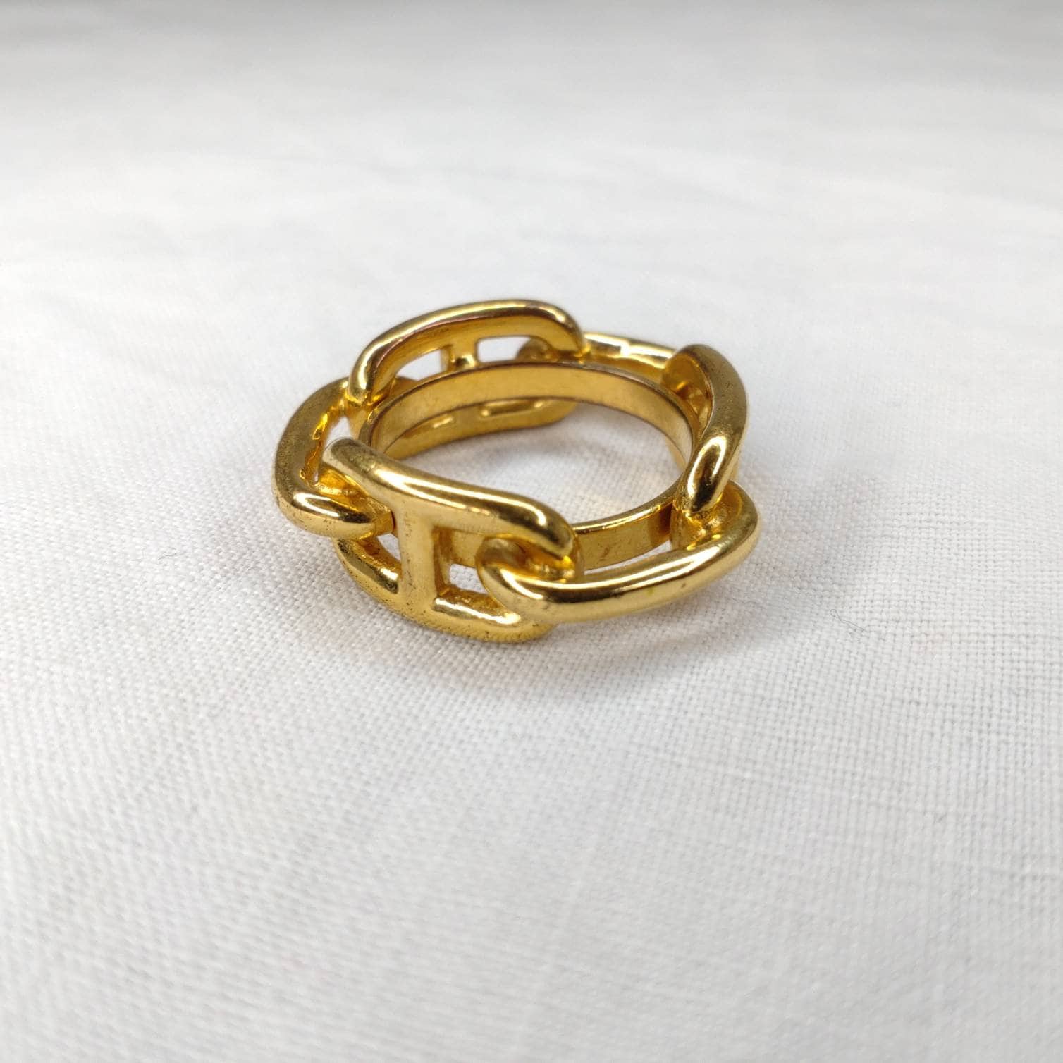 HERMES | Scarf ring 24 carat gold-plated anchor chain