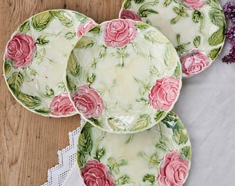 Platos antiguos x4 decorados con rosas, Onnaing?