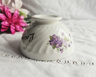 Sarreguemines | Ciotola vintage a coste "Louise" x1, decorazione viola, manifattura francese