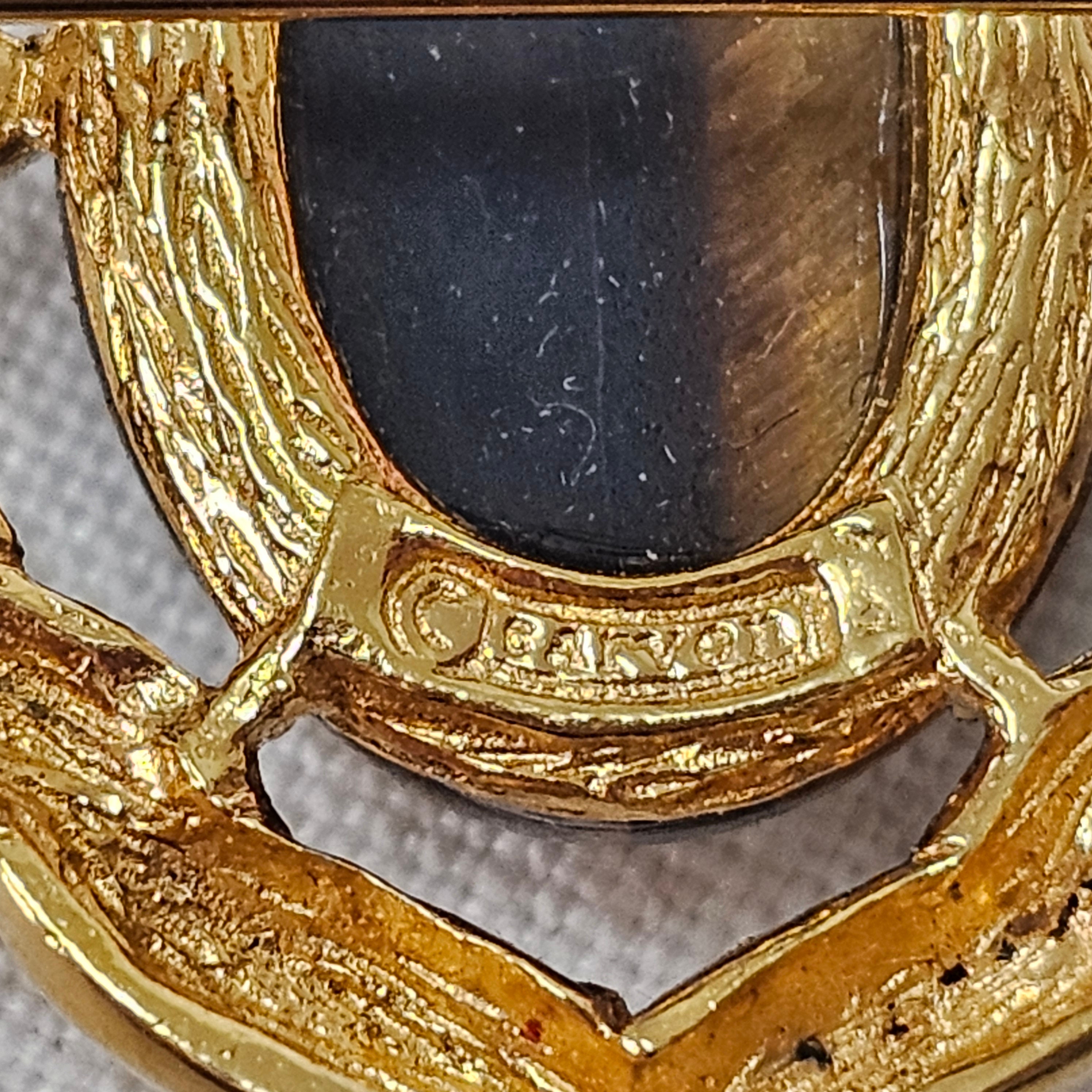 CARVEN Vintage Gold Brooch With a Tiger's Eye Cabochon
