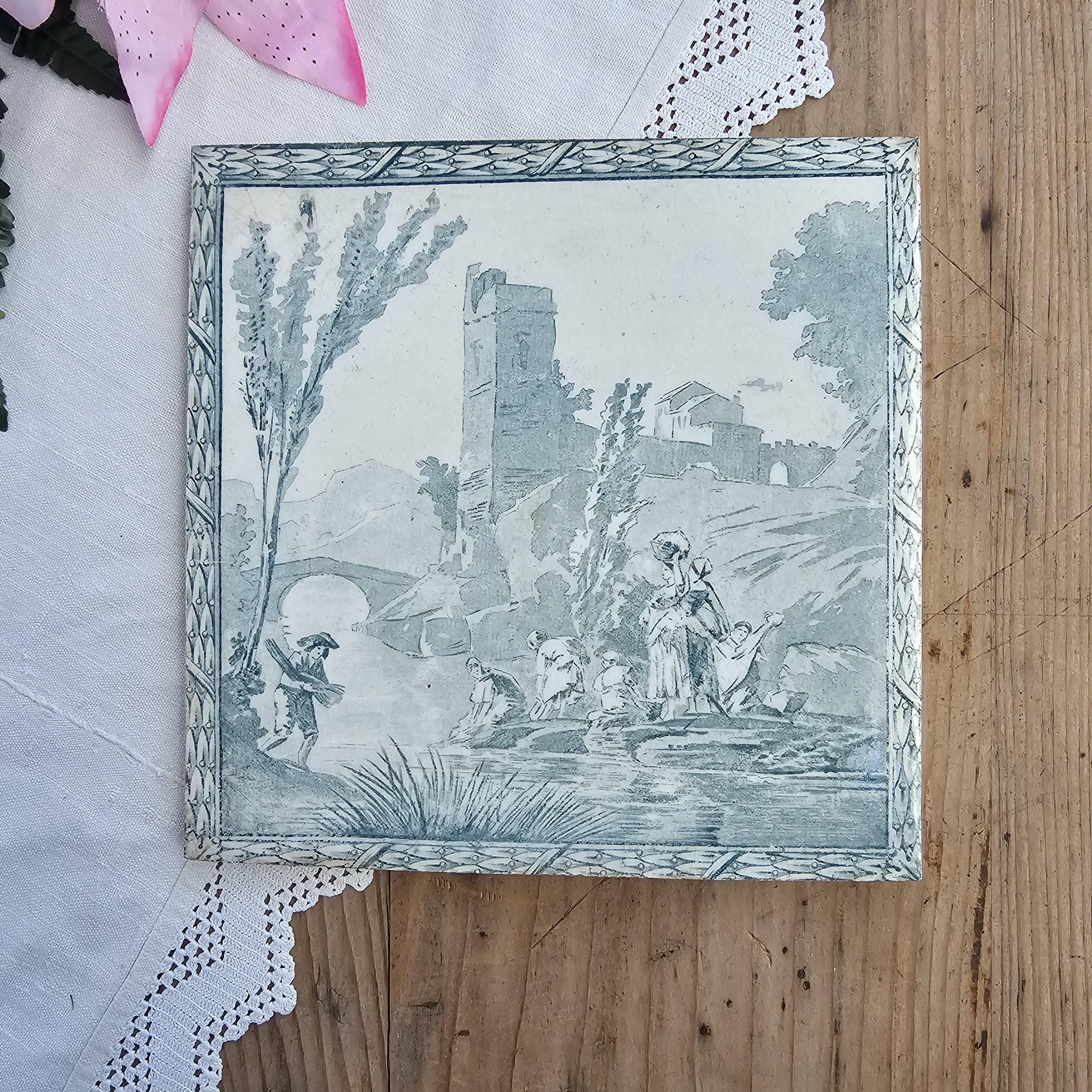 Dessous De Plat ANCIEN CARREAU FAIENCE JAPONISANT ROSE DESSOUS PLAT ANTIQUE Faïence