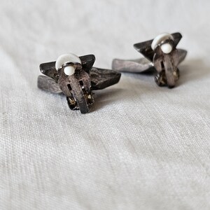 BICHE DE BERE Boucles d'oreilles à clips argenté, vintage, moderniste image 3