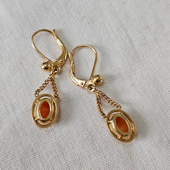 Vintage earrings, gold plated and shell cameo, fe… - image 3