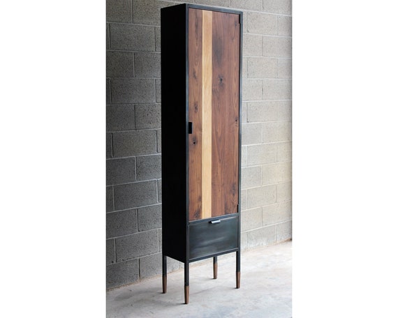 BATHCAB Narrow Accent Cabinet / Storage Cupboard Walnut, Maple, Brass, and  Steel - Etsy